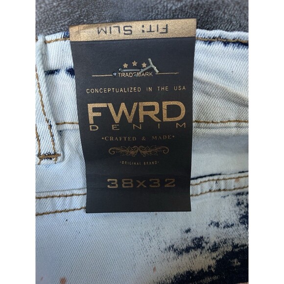 FWRD Paint Splatter Men’s Slim Fit Stretch Distressed Jeans Size 38x32 - Picture 12 of 13